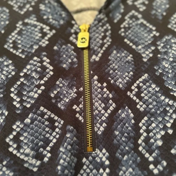 MICHAEL KORS | Snake Print Blue & Black 3/4 Sleeve Blouse | Size S - Picture 5 of 5